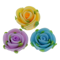 Цветочные бусины из полимерной глины, полимерный клей, Форма цветка, Связанный вручную, Много цветов для выбора отверстие:Приблизительно 1mm, продается PC