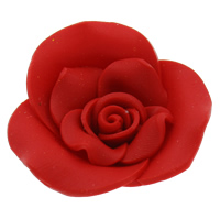 Цветочные бусины из полимерной глины, полимерный клей, Форма цветка, Связанный вручную, красный отверстие:Приблизительно 2mm, продается PC