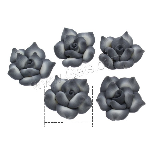 Flower Polymer Clay Beads, handmade, different size for choice, grey, Hole:Approx 1mm, Sold By PC