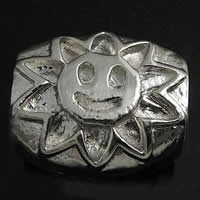 Stainless Steel European Beads, 304 Stainless Steel, Drum, with flower pattern, original color Approx 5.5mm 