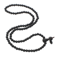 108 Perlen Mala, Schwarz Sandelholz, mit elastische Nylonschnur, rund, buddhistischer Schmuck, schwarz, 6mm, Länge:ca. 22.5 ZollInch, 108PCs/Strang, verkauft von Strang