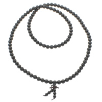 108 Perlen Mala, Schwarz Sandelholz, mit elastische Nylonschnur, rund, buddhistischer Schmuck, schwarz, 8mm, Länge:ca. 33 ZollInch, 108PCs/Strang, verkauft von Strang