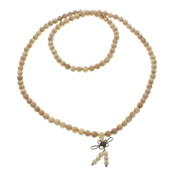 108 Mala Beads, Lightning Jujube, with nylon elastic cord, Round, Buddhist jewelry, yellow, 8mm Approx 33.5 Inch 