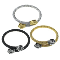 Stainless Steel Bangle, Snake, plated, adjustable & with rhinestone & blacken 6mm, Inner Approx Approx 7 Inch 