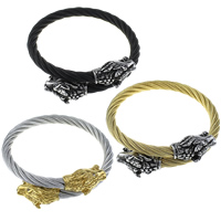 Stainless Steel Bangle, Dragon, plated, adjustable & blacken 6mm, Inner Approx Approx 7 Inch 