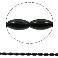 Natürliche schwarze Achat Perlen, Schwarzer Achat, oval, 10x20mm, Bohrung:ca. 1mm, Länge:ca. 15.7 ZollInch, ca. 20PCs/Strang, verkauft von Strang