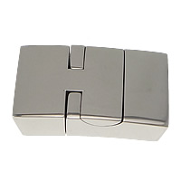 Rechteck Edelstahl Magnetverschluss, plattiert, keine, 24x14x7.5mm, Bohrung:ca. 11x4.5mm, verkauft von PC