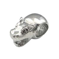 Stainless Steel European Beads, 316 Stainless Steel, Hippo, without troll, original color Approx 5mm 