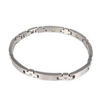 Stainless Steel Healing Bracelets, 304 Stainless Steel, with rhinestone, original color  Inch 