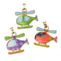 Vehicle Shaped Zinc Alloy Pendants, Airplane, gold color plated & enamel, nickel, lead & cadmium free Approx 