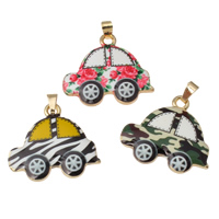 Vehicle Shaped Zinc Alloy Pendants, Car, gold color plated & enamel, nickel, lead & cadmium free Approx 