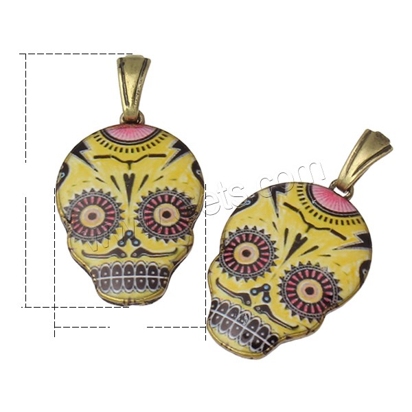 Zinc Alloy Skull Pendants, plated, different size for choice & different designs for choice & enamel, nickel, lead & cadmium free, 5PCs/Bag, Sold By Bag