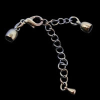 Brass Lobster Claw Cord Clasp, plated, with extender chain & with end cap Approx 6mm 