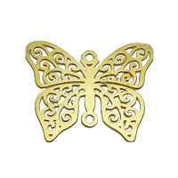 Brass Stamping Connector, Butterfly, plated, 1/1 loop & hollow Approx 1mm 