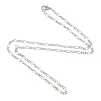 Brass Cable Link Necklace Chain, platinum color plated, figaro chain 2.5mm Inch 