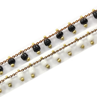Glass Seed Beads Chain, with Brass, plated, handmade 7mm 