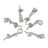 Zinc Alloy European Pendants, Crane, platinum color plated, without troll & enamel & with rhinestone Approx 5mm 
