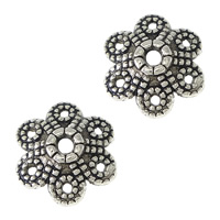 Zinc Alloy Bead Caps, Flower, antique silver color plated, hollow Approx 1.5mm 