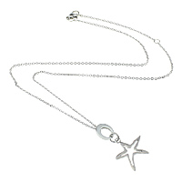 Stainless Steel Jewelry Necklace, Starfish, oval chain, original color Approx 18 Inch 