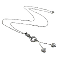 Stainless Steel Sweater Chain Necklace, Heart, oval chain & blacken, original color  Approx 24 Inch 