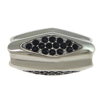 Runder Edelstahl Magnetverschluss, Rhombus, plattiert, mit Strass, keine, 25x13.5mm, Bohrung:ca. 6mm, verkauft von PC