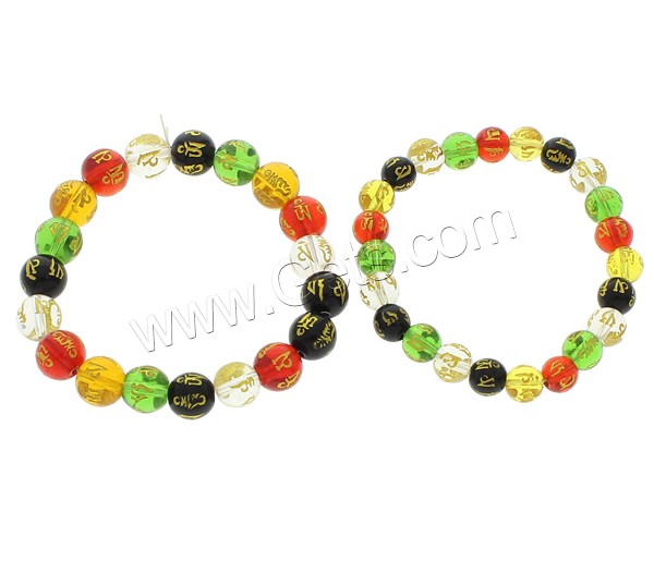 Wrist Mala, Glass, Round, Buddhist jewelry & om mani padme hum & different size for choice & gold accent, multi-colored, Length:Approx 7.5 Inch, Sold By Strand