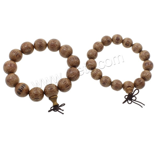 Wrist Mala, Aloewood, with nylon elastic cord, Round, Buddhist jewelry & different size for choice, coffee color, Length:Approx 7.5 Inch, Sold By Strand