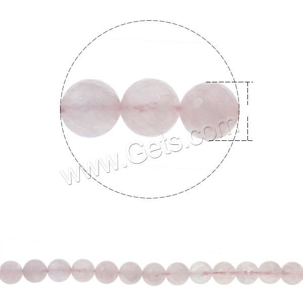 Natürliche Rosenquarz Perlen, rund, verschiedene Größen vorhanden & facettierte, Bohrung:ca. 1.5mm, Länge:ca. 15.5 ZollInch, verkauft von Strang