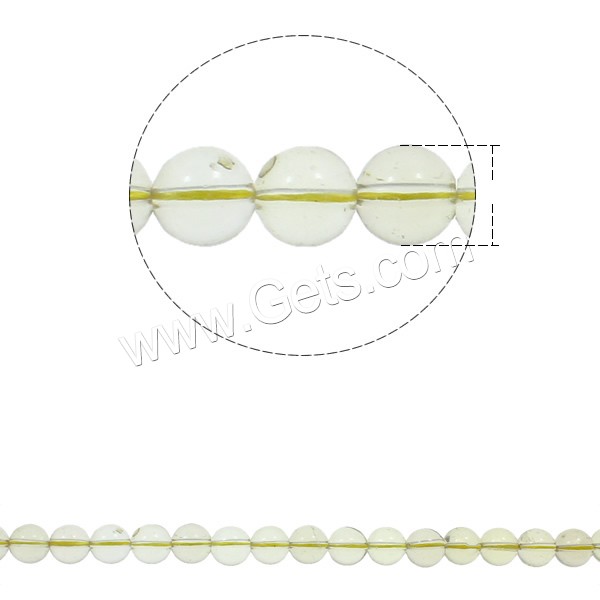 Natural Lemon Quartz Beads, Round, different size for choice, Hole:Approx 1.5mm, Length:Approx 15.7 Inch, Sold By Strand