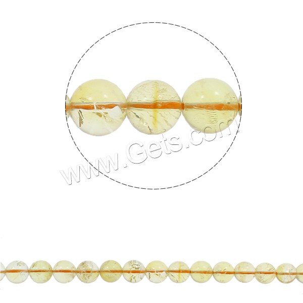 Cristal en jaune naturelles, perles de citrine, Rond, Novembre Birthstone & normes différentes pour le choix, Trou:Environ 1.5mm, Longueur:Environ 15.7 pouce, Vendu par brin