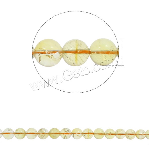 Cristal en jaune naturelles, perles de citrine, Rond, Novembre Birthstone & normes différentes pour le choix, Trou:Environ 1.5mm, Longueur:Environ 15.7 pouce, Vendu par brin