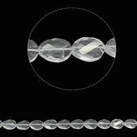 Natürliche klare Quarz Perlen, Klarer Quarz, flachoval, facettierte, 15x20mm, Bohrung:ca. 1.5mm, Länge:ca. 15.7 ZollInch, ca. 20PCs/Strang, verkauft von Strang