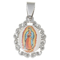 Stainless Steel Saint Pendant, Virgin Mary, Christian Jewelry & epoxy gel, original color Approx 