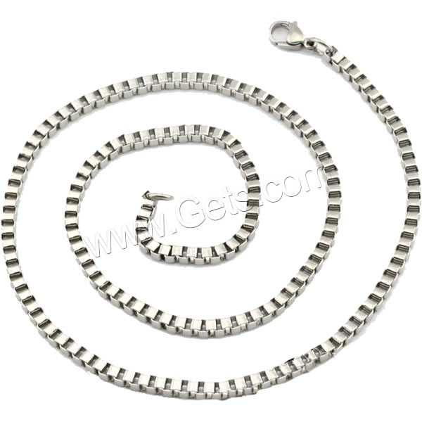 Collar de cadena de acero inoxidable, diverso tamaño para la opción & cadena de caja, color original, longitud:aproximado 19.6 Inch, Vendido por Sarta