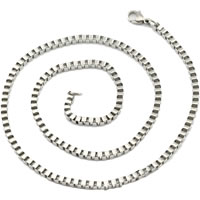 Stainless Steel Chain Necklace & box chain, original color Approx 19.6 Inch 