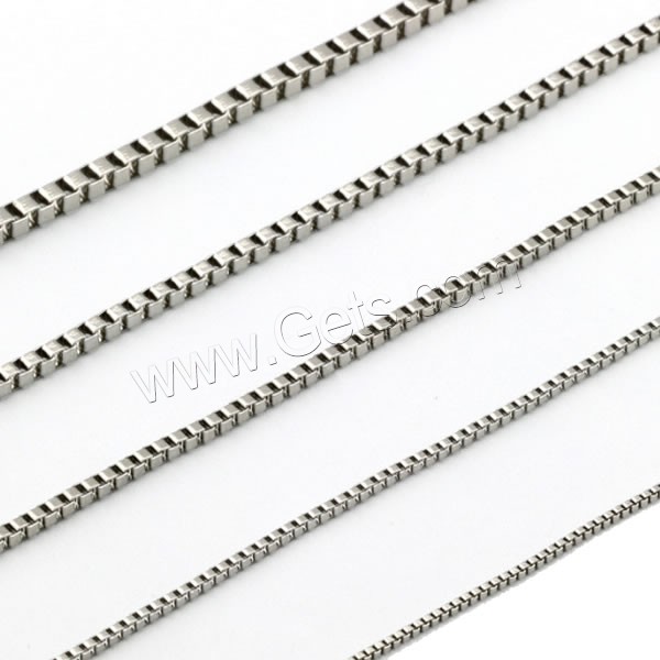Stainless Steel Chain Necklace, different size for choice & box chain, original color, Length:Approx 19.6 Inch, Sold By Strand