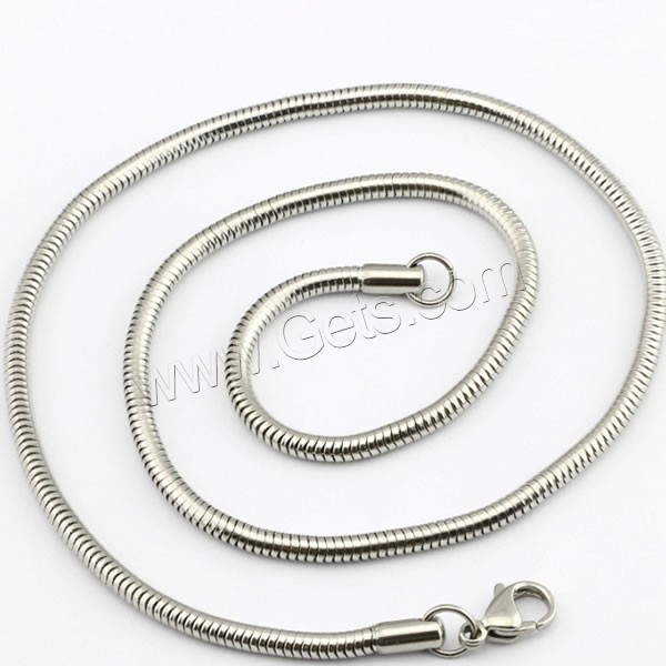 Collar de cadena de acero inoxidable, diverso tamaño para la opción & cadena de la serpiente, color original, longitud:aproximado 19.6 Inch, Vendido por Sarta