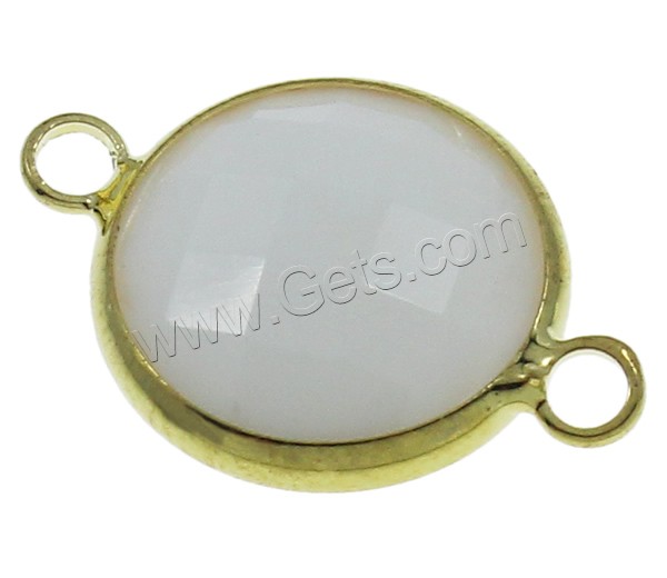 Crystal Brass Connector, with Brass, Flat Round, gold color plated, different size for choice & faceted & 1/1 loop, White Alabaster, Hole:Approx 2mm, Sold By PC