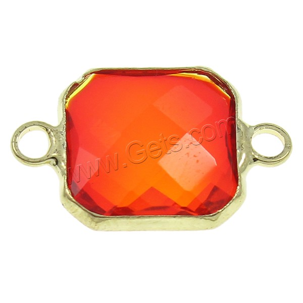Crystal Brass Connector, with Brass, Rectangle, gold color plated, different size for choice & faceted & 1/1 loop, Fire Opal, Hole:Approx 2mm, Sold By PC