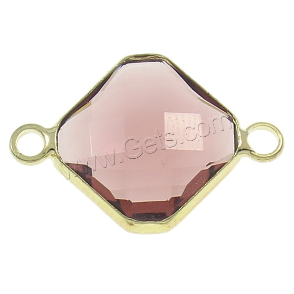 Crystal Brass Connector, with Brass, Rhombus, gold color plated, February Birthstone & different size for choice & faceted & 1/1 loop, Mid Amethyst, Hole:Approx 2mm, Sold By PC