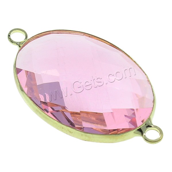 Латунный Коннектор с кристаллом , Кристаллы, с Латунь, Плоская овальная форма, плакирован золотом, разный размер для выбора & граненый & 1/1 петля, светло-розовый, отверстие:Приблизительно 2mm, продается PC