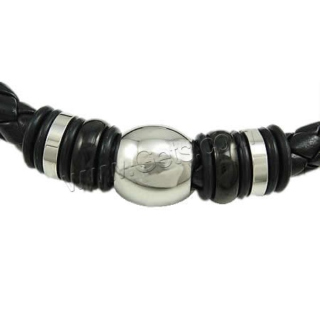 PU Leather Cord Necklace, with Stainless Steel, different length for choice, black, 11x10mm, 3x10mm, 2x9mm, 6mm, Sold By Strand