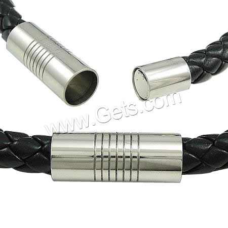 PU -Schnur-Halskette, PU Leder, mit Edelstahl, unterschiedliche Länge der Wahl, schwarz, 11x10mm, 3x10mm, 2x9mm, 6mm, verkauft von Strang