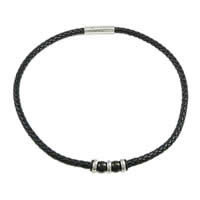 PU шнур ожерелье, Искусственная кожа, с нержавеющая сталь, Другое покрытие, различной длины для выбора, черный  6mm, продается Strand