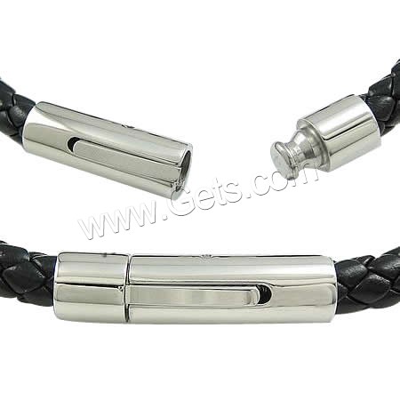 PU -Schnur-Halskette, PU Leder, mit Edelstahl, plattiert, unterschiedliche Länge der Wahl, schwarz, 3x10mm,6x9mm, 6mm, verkauft von Strang