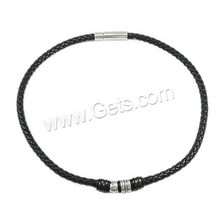 PU -Schnur-Halskette, PU Leder, mit Edelstahl, plattiert, unterschiedliche Länge der Wahl, schwarz, 3x10mm,6x9mm, 11x1mm, 6mm, verkauft von Strang
