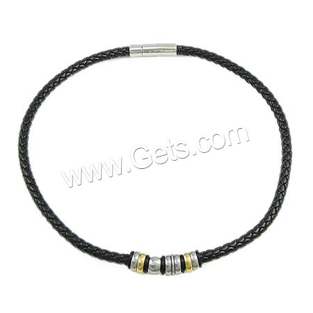 PU -Schnur-Halskette, PU Leder, mit Edelstahl, plattiert, unterschiedliche Länge der Wahl, schwarz, 3x10mm,6x9mm, 11x1mm, 6mm, verkauft von Strang