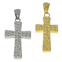 Stainless Steel Cross Pendants, plated, hammered Approx 