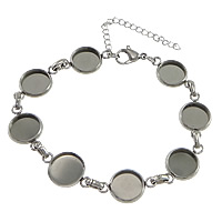Stainless Steel Bracelet Setting, with 2lnch extender chain, original color Inner Approx 10mm Approx 7.5 Inch 