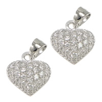 Cubic Zirconia Micro Pave Sterling Silver Pendant, 925 Sterling Silver, Heart, micro pave 27 pcs cubic zirconia Approx 